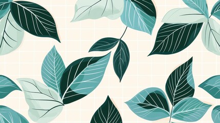 Elegant Tropical Leaves Pattern on Soft Beige Background