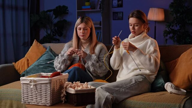 Evening Knitting Session With Girlfriends Surrounded by Cozy Fall Decor and Creativity