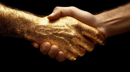 Fototapeta premium Golden handshake in the dark