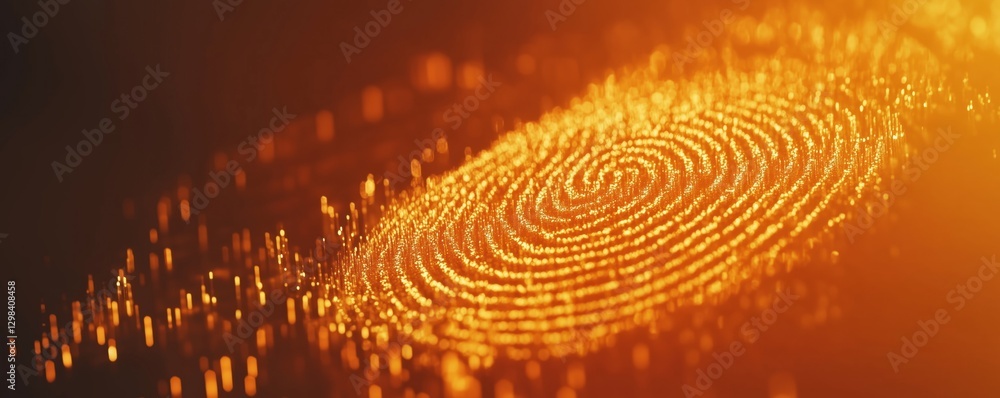 Poster golden spiral pattern with glowing particles creating mesmerizing abstract background, copy space fo