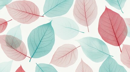 Obraz premium Delicate Frosted Leaves in Soft Pastel Shades on a Light Background