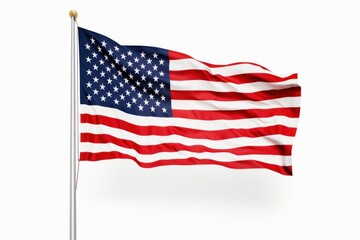 Fototapeta premium Flag white pole white background.