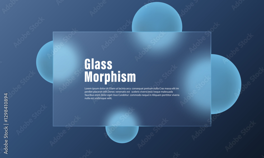 Poster website landing page template with glass morphism effect. presentation screen with glass overlay eff