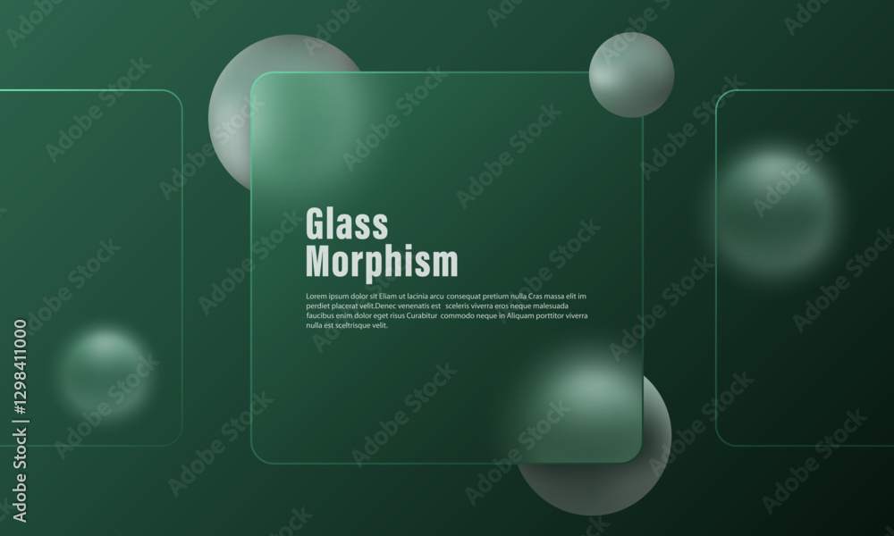 Poster website landing page template with glass morphism effect. presentation carousel with glass overlay e