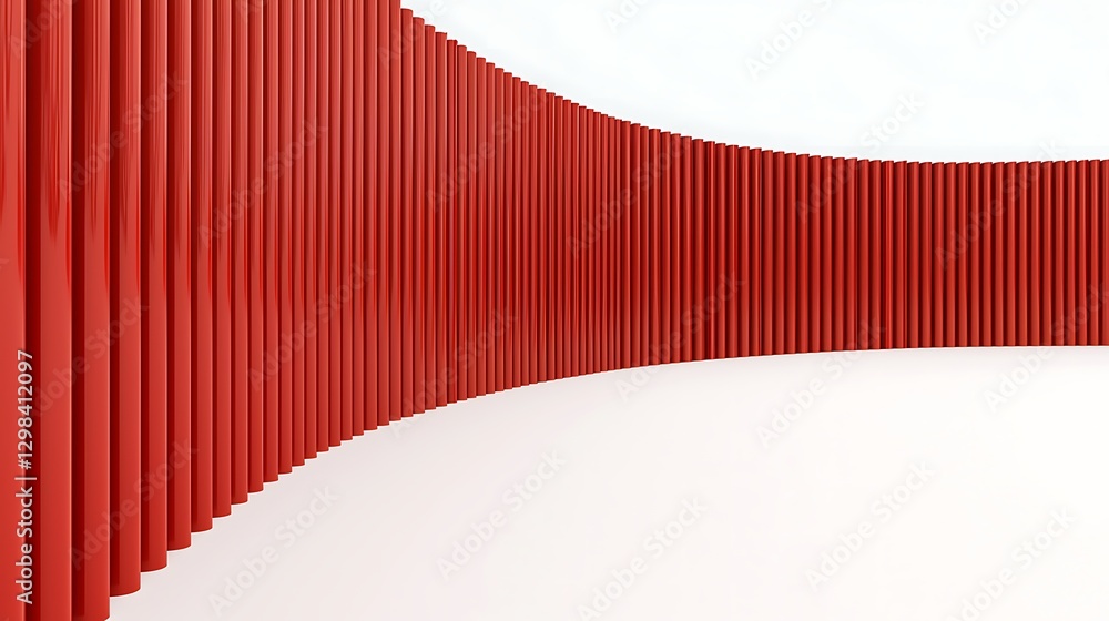 Poster a flowing arrangement of red vertical elements creates a dynamic visual effect against a white backg