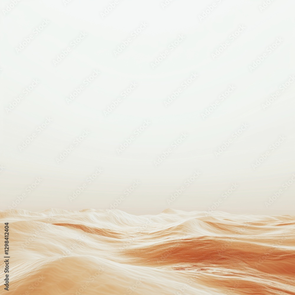 Poster abstract desert landscape with soft waves and warm tones in minimalist style, copy space for text