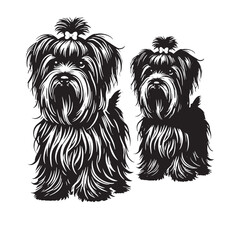 Dandie Dinmont Terrier Dog Vector - Dandie Dinmont Terrier Dog Silhouette - Dandie Dinmont Terrier Illustration.