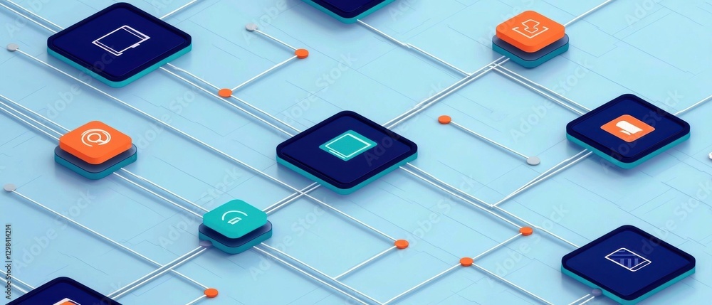 Aufkleber digital technological proficiency infographics concept. minimalist flowchart infographic depicting b