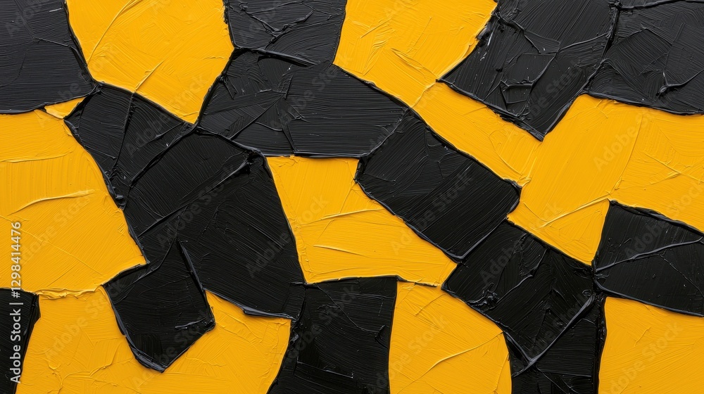 Poster abstract yellow and black textured background with bold patterns