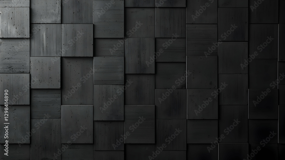 Poster abstract geometric pattern of black cubes forming a textured wall background