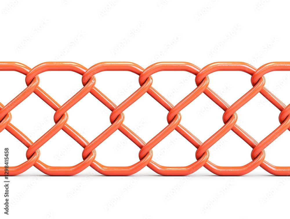 Poster a vibrant orange chain link pattern, featuring interconnected loops and a modern design, suitable fo