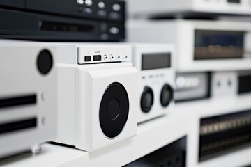 Obraz premium Various types of audio equipment used in music recording and production