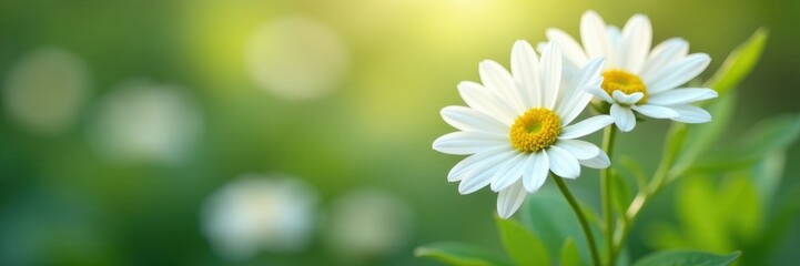 Obraz premium Small white chrysanthemum clusters in soft focus, peaceful atmosphere, small blooms, white flowers