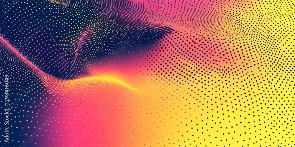 Poster dotted grid surface with vibrant color gradients is displayed