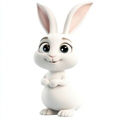 Obraz premium 3d Rendered White Rabbit Character with Cheerful Expression