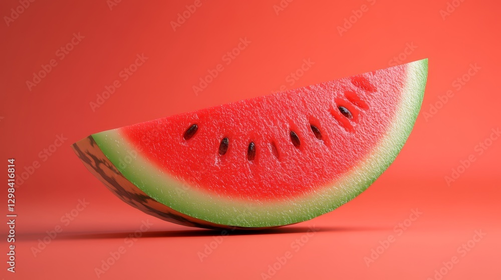 Poster glossy 3d watermelon slice on smooth background for creative use