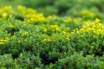 Obraz premium A close-up shot of a bush with bright yellow flowers in bloom