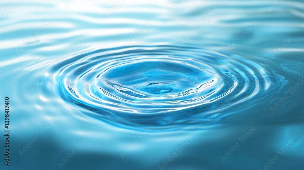 Poster dynamic 3d floating ripple water icon in calm blue setting