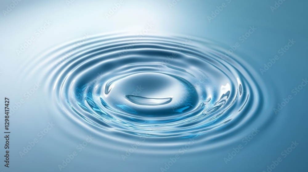 Poster dynamic 3d icon of floating water ripple design with reflection