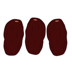 Illustration of a date fruit isolated on a white background. Ramadan, muslim, fasting, mekkah, madinah, fruit of paradise.