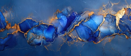 Fototapeta premium Abstract Blue and Gold Marble Art