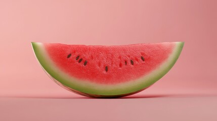 Realistic 3D Watermelon Slice with Juicy Textures on Pink Background