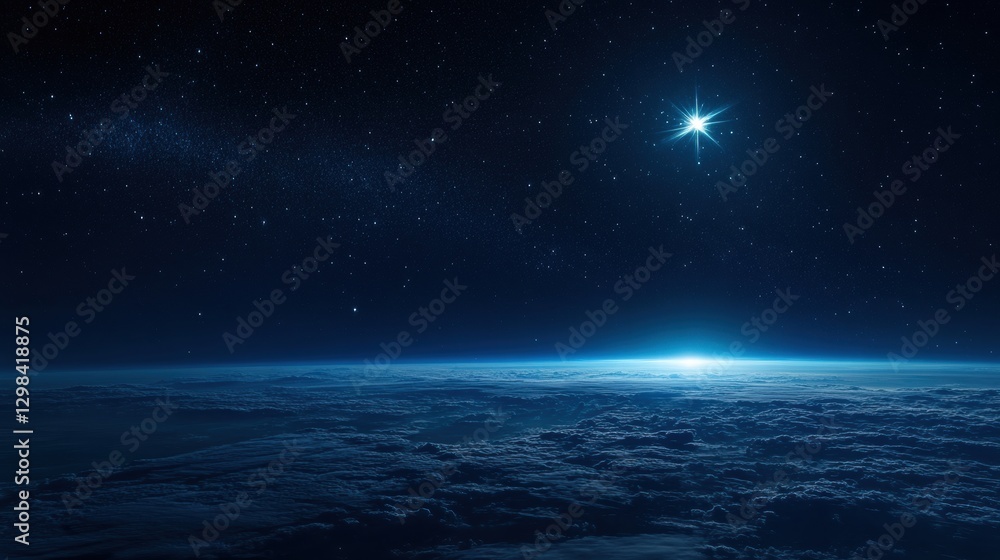 Leinwandbilder majestic view of earth from space with stars and distant celestial bodies at twilight. generative ai