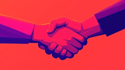 Colorful Hands Shaking in a Dynamic Abstract Business Background