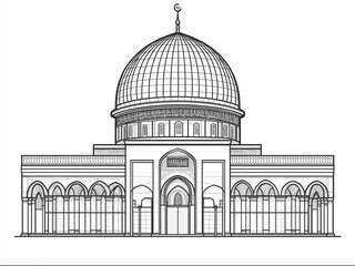 Fototapeta premium Vector line art of the dome on top of the Al-Aqsa Mosque
