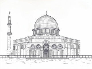 Fototapeta premium Vector line art of the dome on top of the Al-Aqsa Mosque