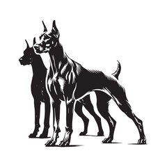 Doberman Pinscher Dog Vector - Silhouette of Doberman Pinscher Dog - Doberman Pinscher Dog Illustration.