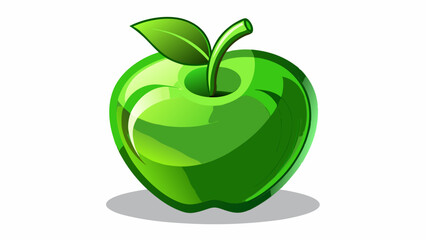 3D Green apple icon on a white background