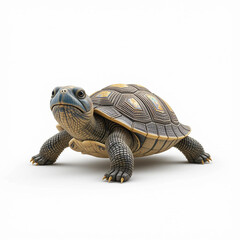 Obraz premium 3D Render YellowBellied Slider Turtle Reptile Closeup White Background