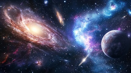 Space Illustrations Galaxies Scene with Galaxies with Illustrations