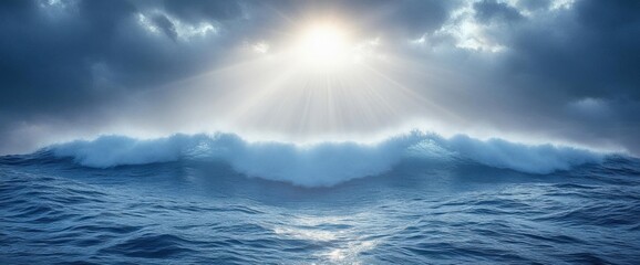 Fototapeta premium Powerful Stormy Ocean Waves At Sunrise