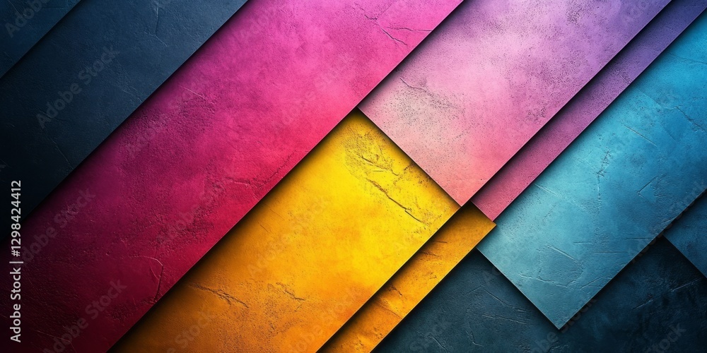 Poster abstract colorful textured planes intersecting diagonally across the frame