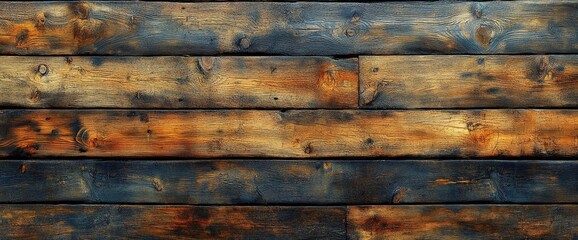 Horizontal Aged Wooden Planks With Dark Brown Shades