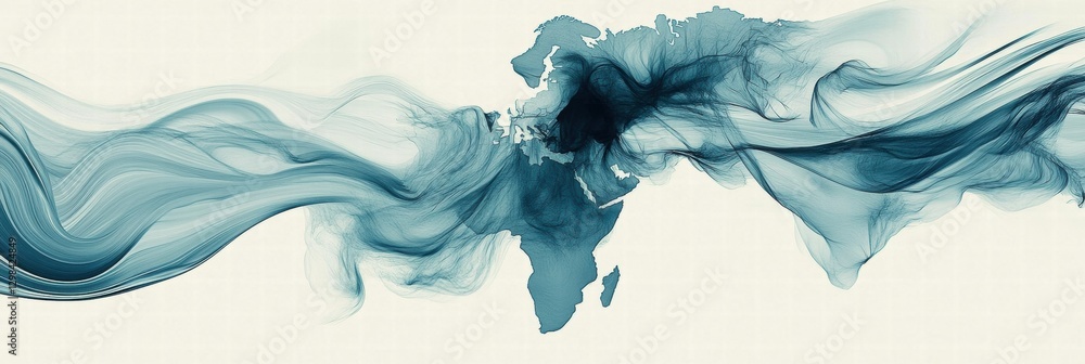 Poster creative abstract representation of a world map with flowing lines and soft colors. generative ai