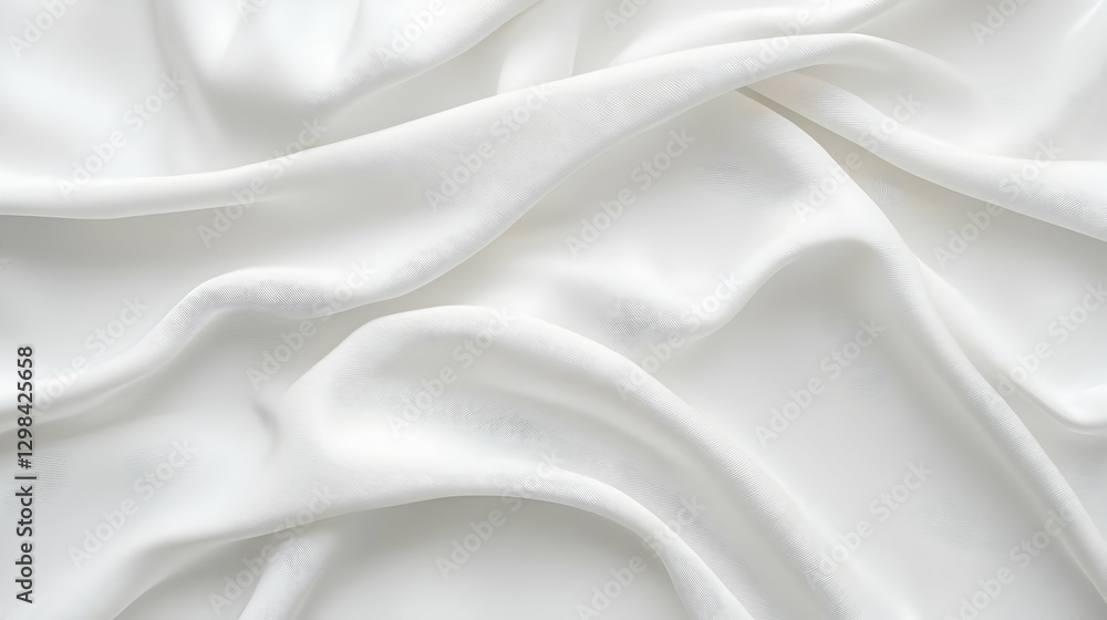Poster white fabric surface with subtle texture and flowing drapes