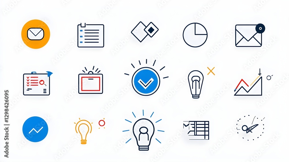 Poster Minimal and modern icon set illustrating various digital education and virtual presentation elements including online classrooms  remote tools  and live training sessions
