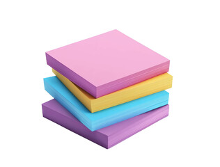 Colorful stack of clean sticky notes on a white background for organization and creativity