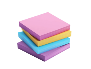 Colorful stack of clean sticky notes on a white background for organization and creativity