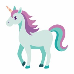 vector illustration of a cartoon unicorn on white background