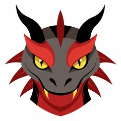 A dragon devil face illustration on isolated white background