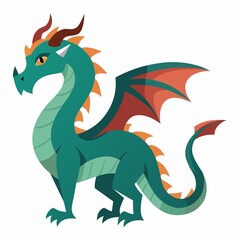 A green dragon cartoon illustration on white background