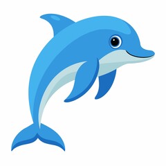 Sea dolphin fish illustration isolated on white background