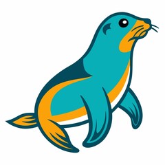 Vector illustration of a cartoon sea lion on white background