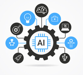 Artificial intelligence concept. Innovation process strategy. Infographic template. Modern flat design concept