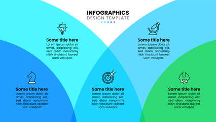 Abstract Infographic template. Transparent circles with 5 steps
