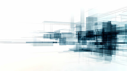 Fototapeta premium Abstract Digital Cityscape Depicting Network Connections in Shades of Blue and White